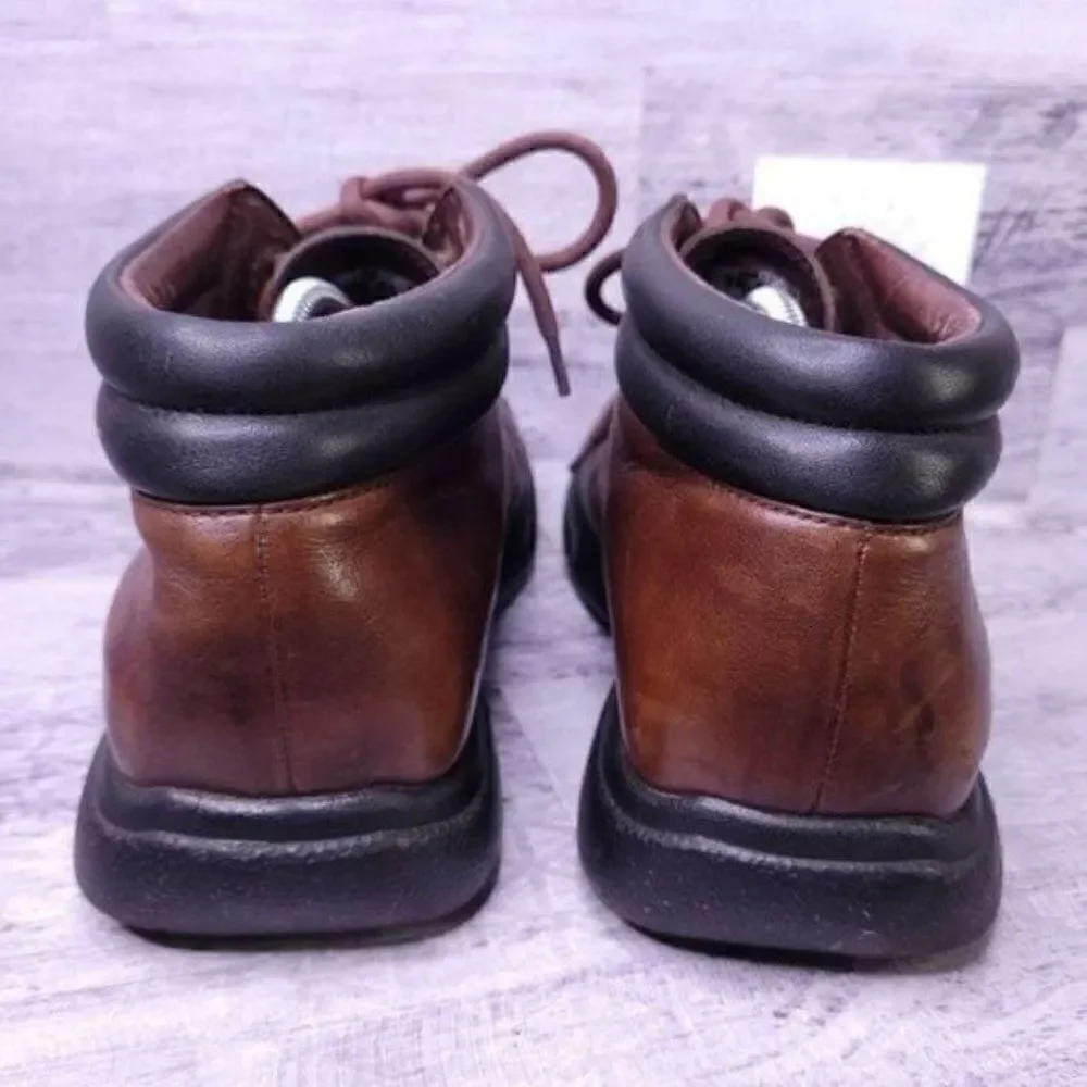 Simple Split Toe Lace Up Leather Chukka Ankle Boot Brown Men's sz 10